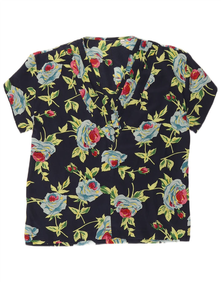 Camicetta vintage da donna Top IT 42/44 Medio blu navy floreale