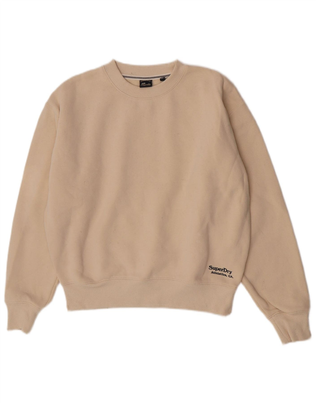 Felpa oversize da donna Superdry, maglione UK 8 Small, cotone beige