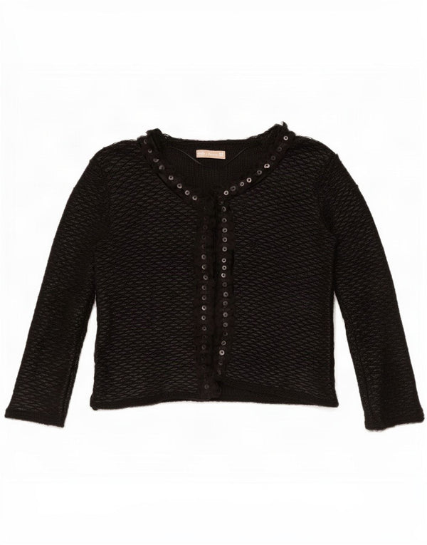Zara Womens Cardigan Sweater UK 14 Large Black Acrylic