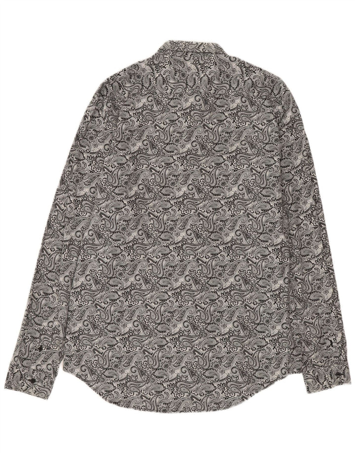 Camicia Zara da uomo slim fit grande in cotone cachemire grigio
