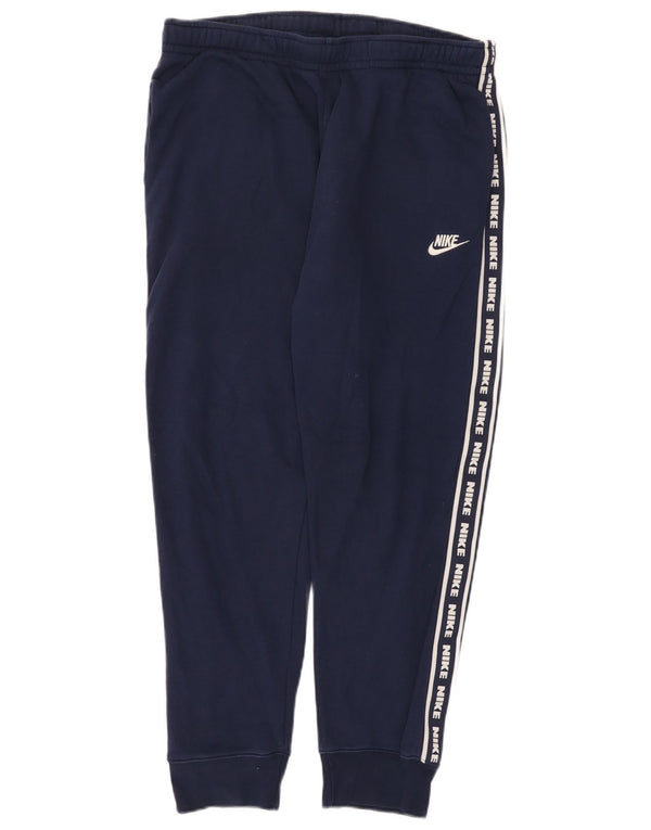 Pantaloni da tuta con grafica Nike da uomo, pantaloni da jogging, grandi, in cotone blu navy