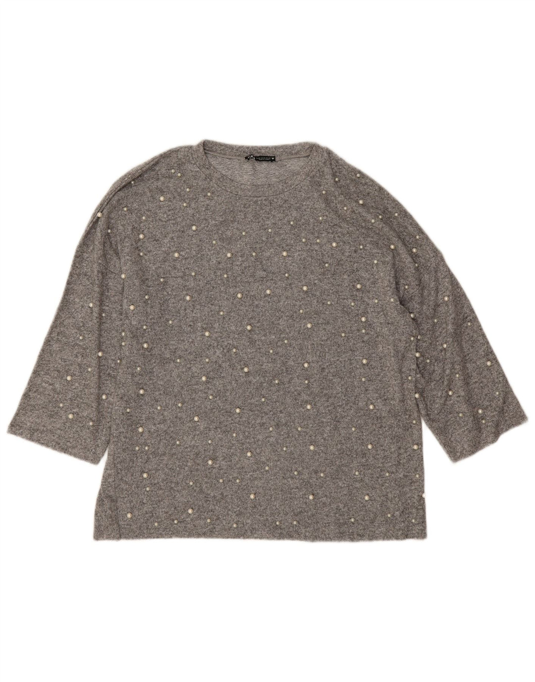 Maglione maglione girocollo oversize da donna Zara UK 14 Grigio medio