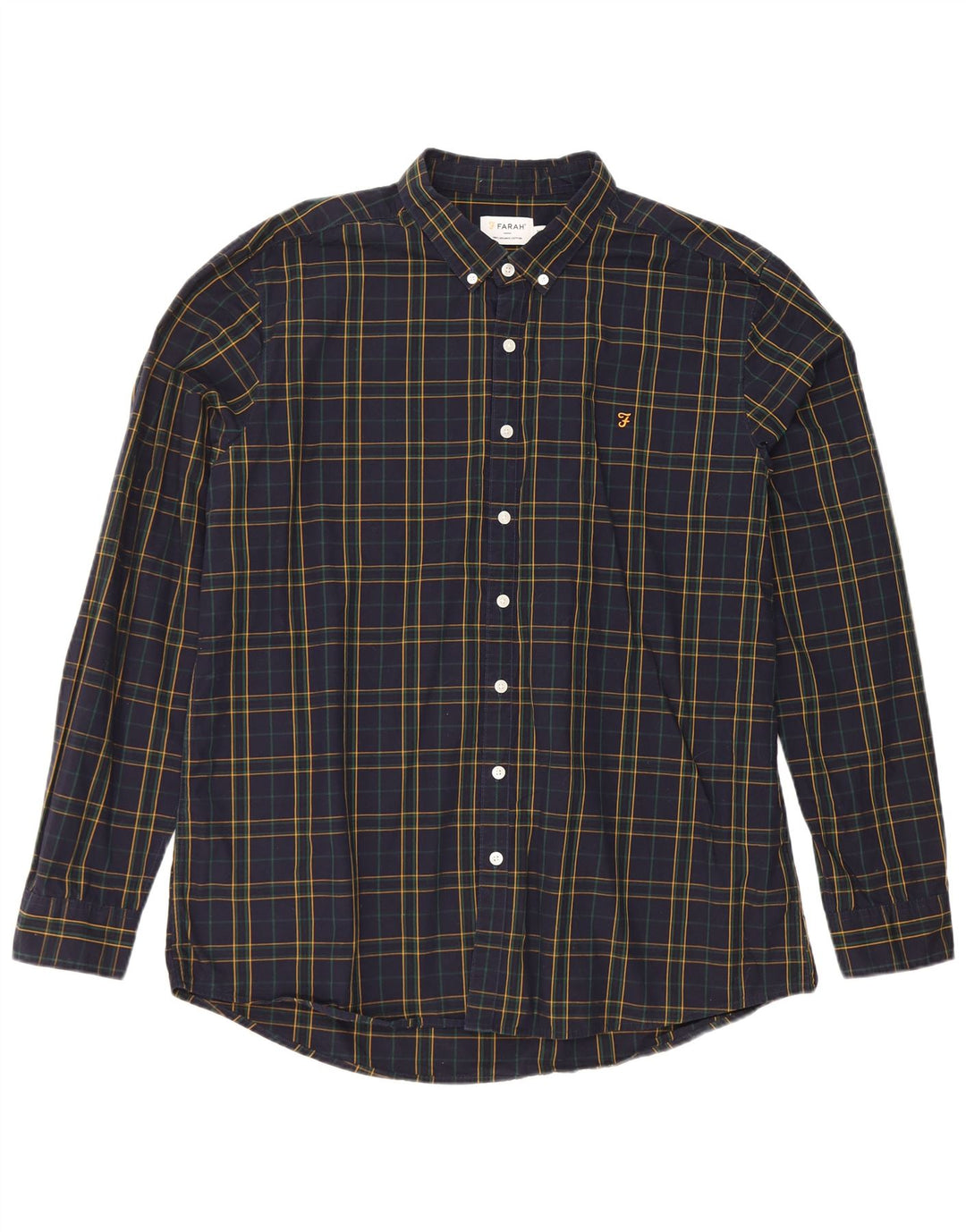 Camicia da uomo slim fit Farah 3XL in cotone a quadri blu navy