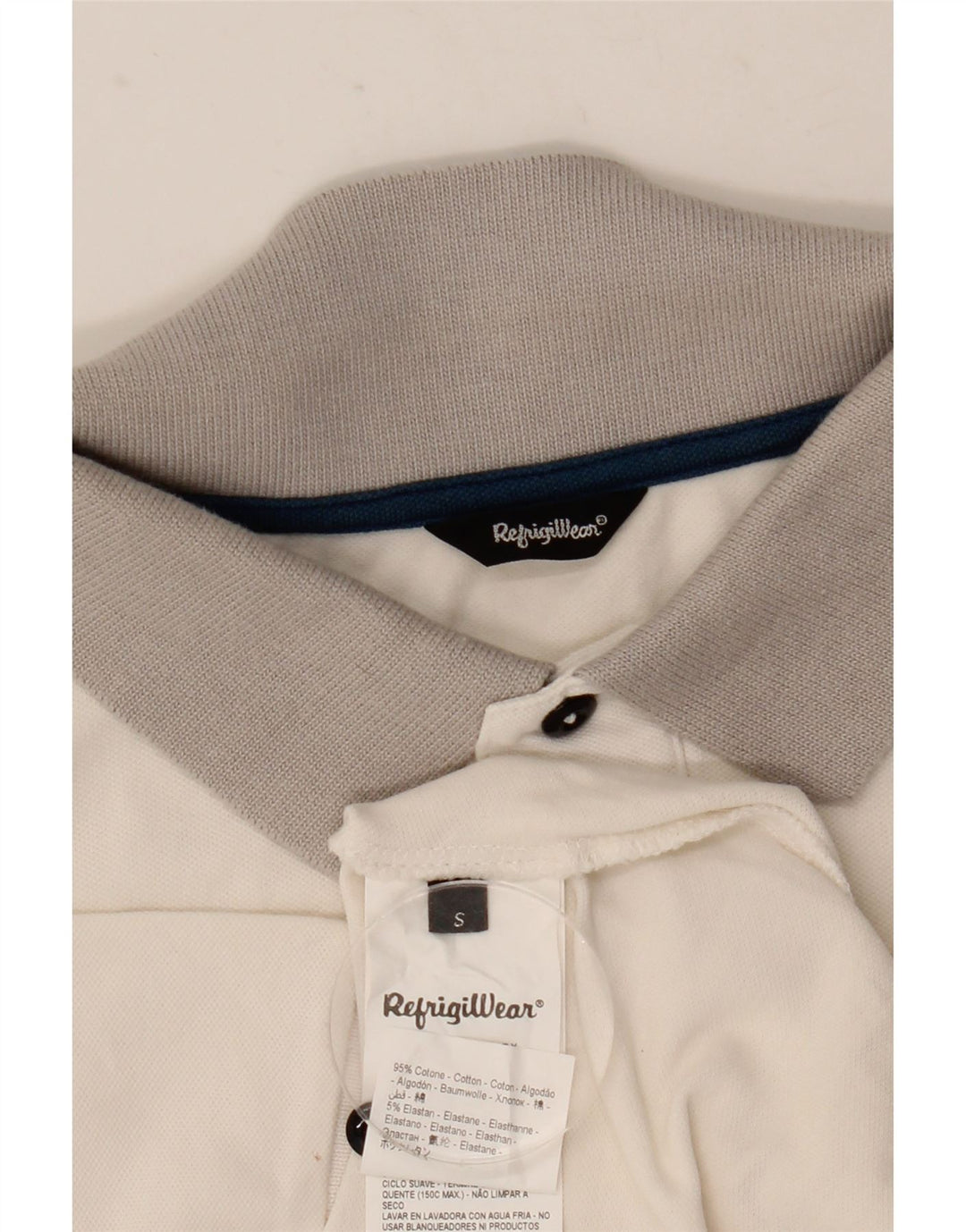 Polo da uomo Refrigiwear Small in cotone color block bianco