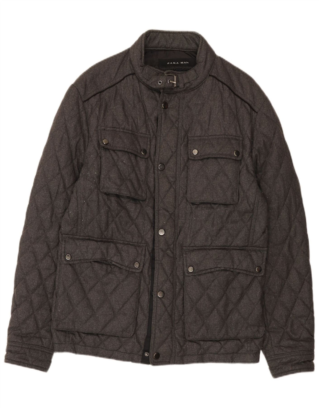 Giacca trapuntata da uomo Zara UK 40 grande poliestere grigio