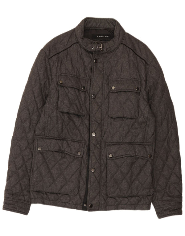 Giacca trapuntata da uomo Zara UK 40 grande poliestere grigio