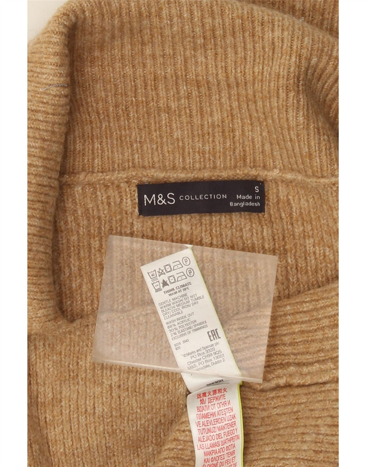 Maglione cardigan aperto lungo da donna Marks & Spencer UK 10 piccolo marrone