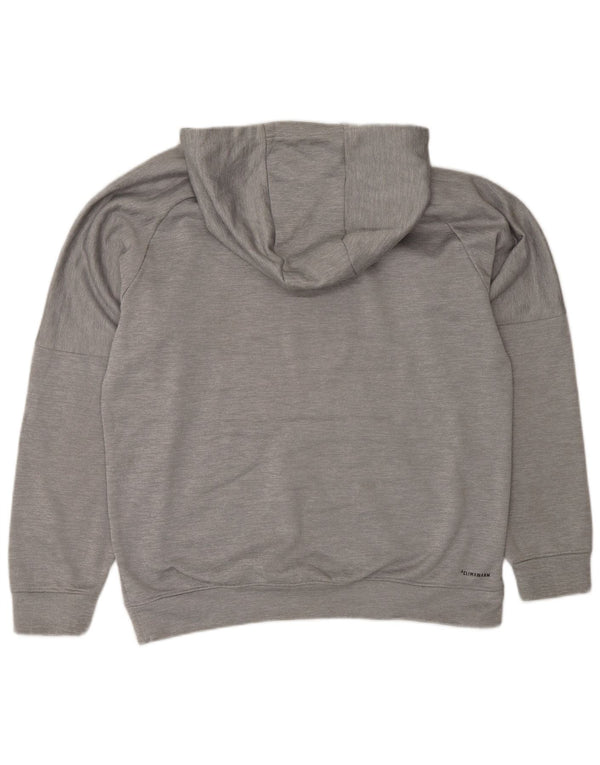 Felpa con cappuccio grafica Adidas Climawarm da uomo, grande, in poliestere chiazzato grigio