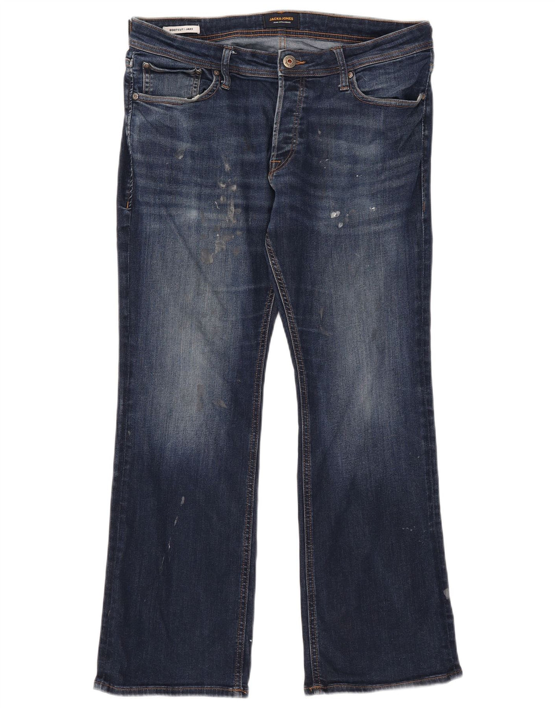Jack & Jones Uomo Jake Bootcut Jeans W34 L30 Blu Navy Cotone