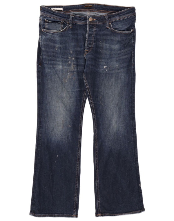 Jack & Jones Uomo Jake Bootcut Jeans W34 L30 Blu Navy Cotone
