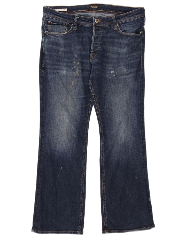 Jack & Jones Uomo Jake Bootcut Jeans W34 L30 Blu Navy Cotone