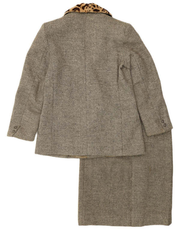 Set gonna vintage da donna in 2 pezzi IT 44 medio W28 grigio a spina di pesce