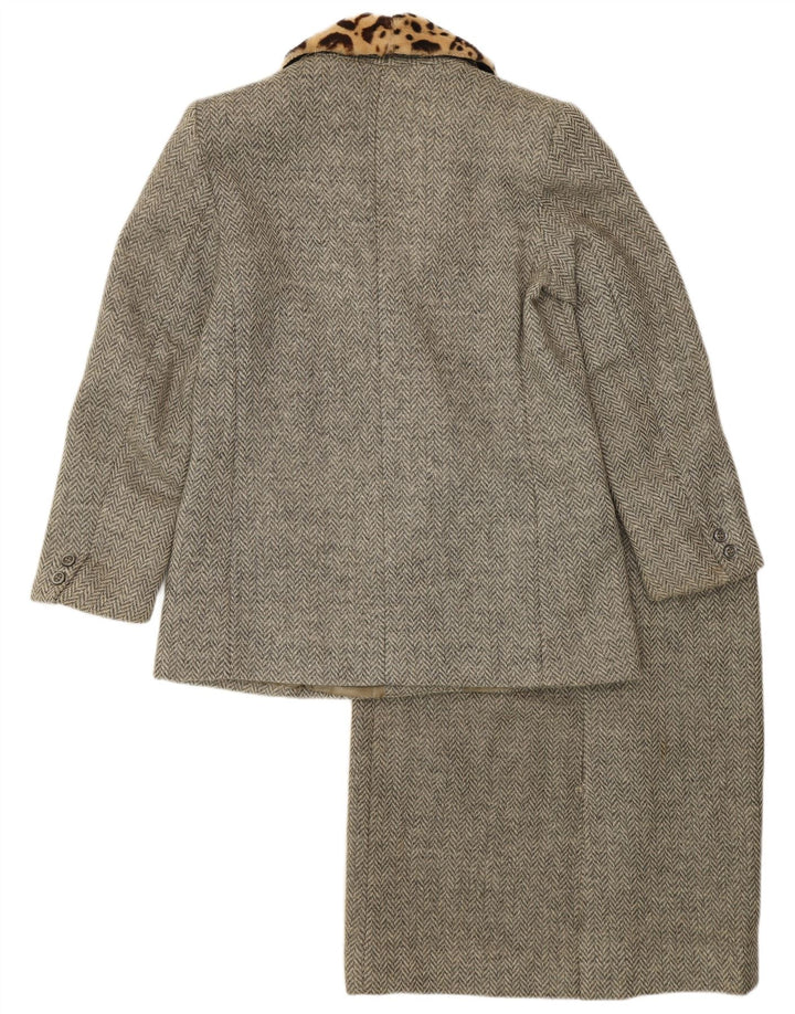 Set gonna vintage da donna in 2 pezzi IT 44 medio W28 grigio a spina di pesce