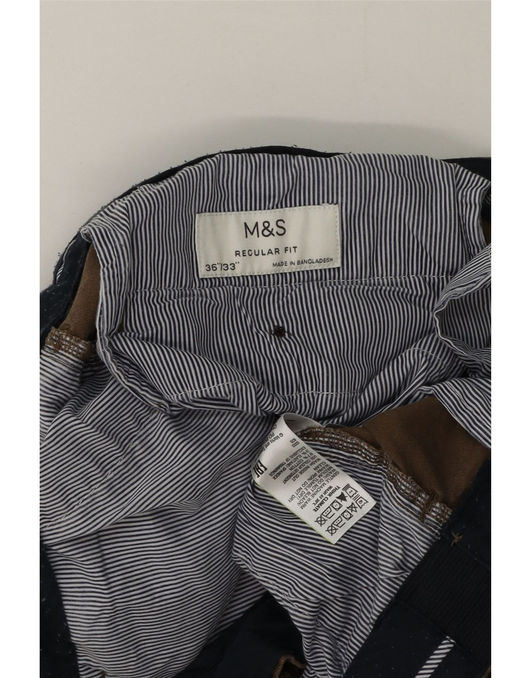 Pantaloni chino vestibilità regolare da uomo Marks & Spencer W36 L33 cotone marrone
