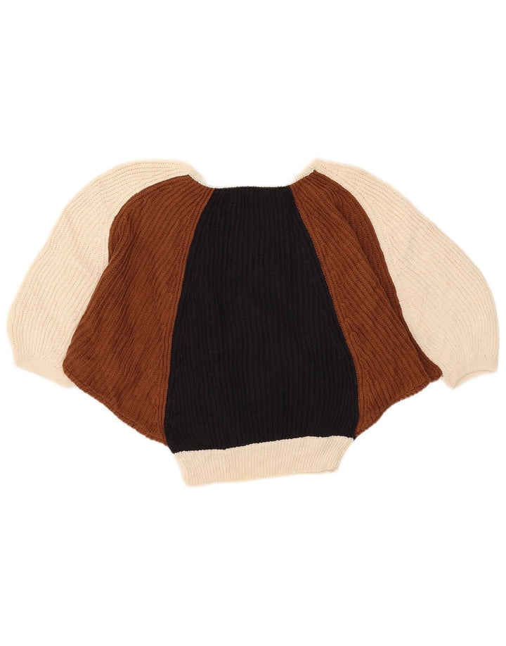 Maglione vintage da donna con scollo a barca e maniche a 1/2 IT 44 medio multicolore