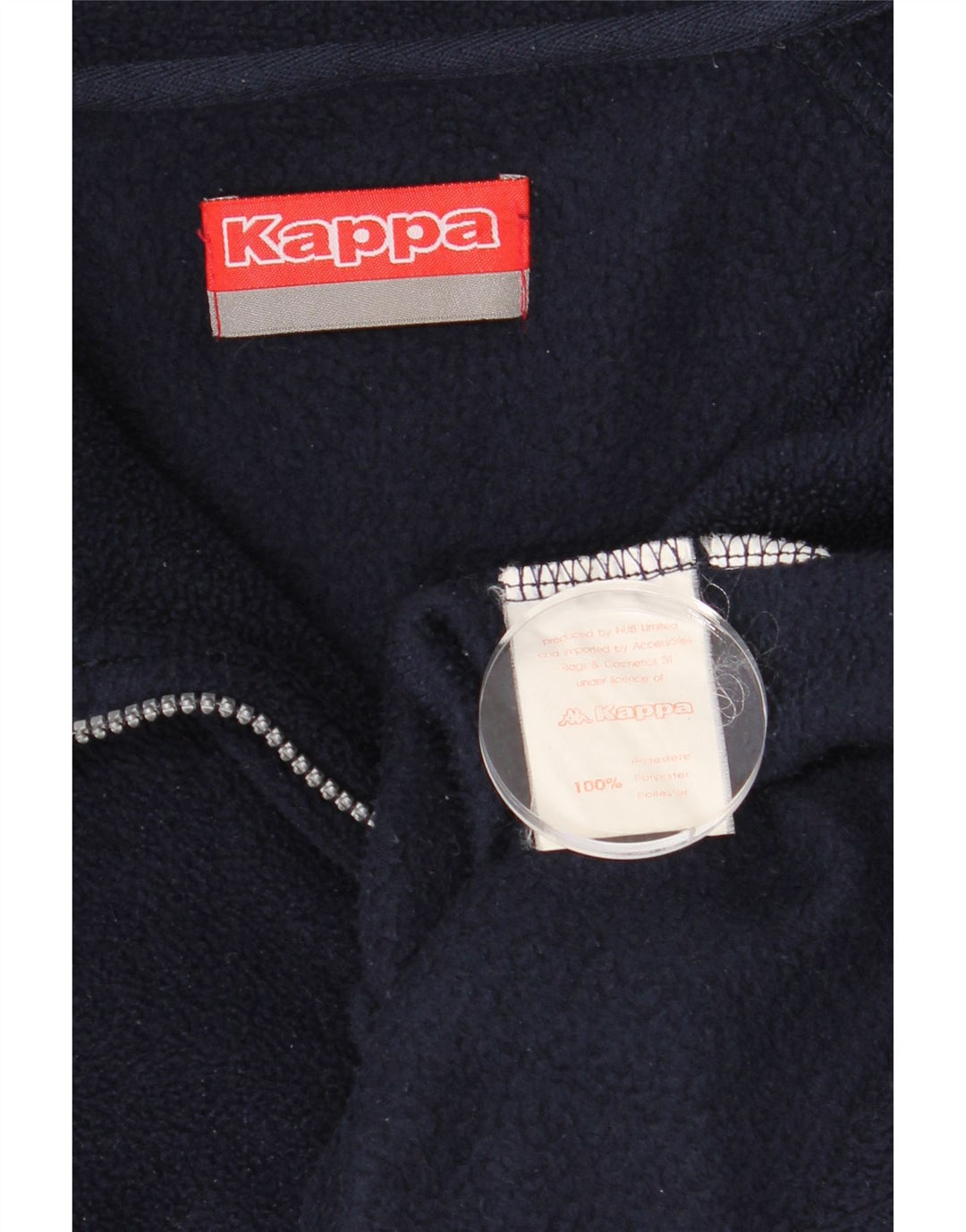KAPPA Mens Zip Neck Fleece Jumper Large Navy Blue Polyester Vintage Kappa and Second-Hand Kappa from Messina Hembry 
