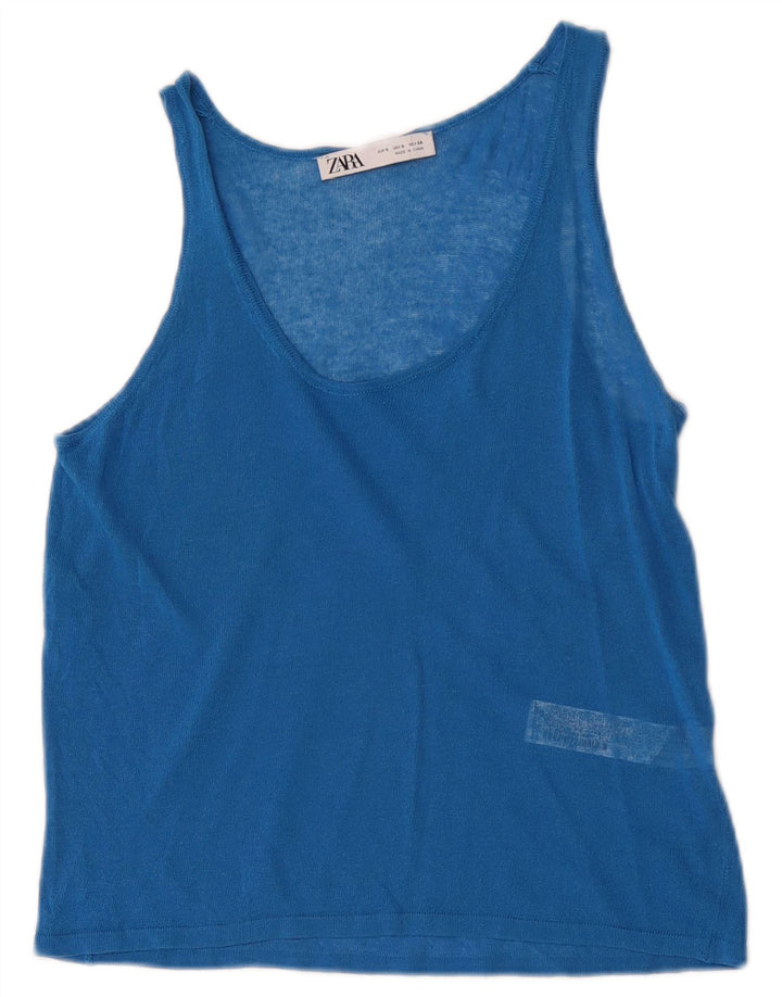 Canotta corta da donna Zara UK 8 piccola in acrilico blu