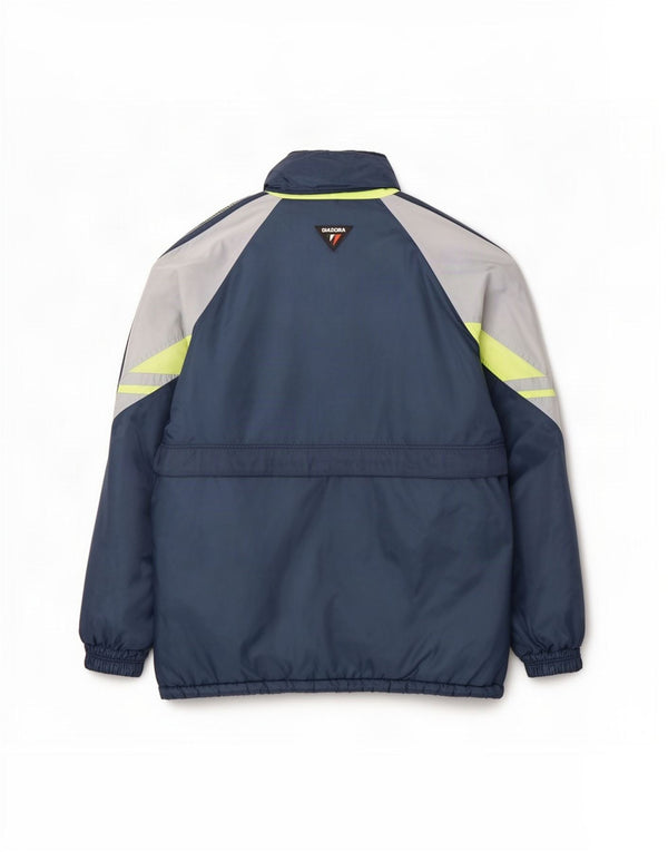 Giacca da sci con cappuccio grafico da uomo Diadora UK 42 XL Blu Navy Colourblock