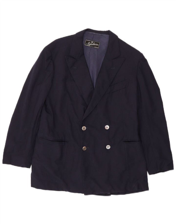 Giacca blazer doppiopetto vintage da uomo UK 36 piccola blu navy