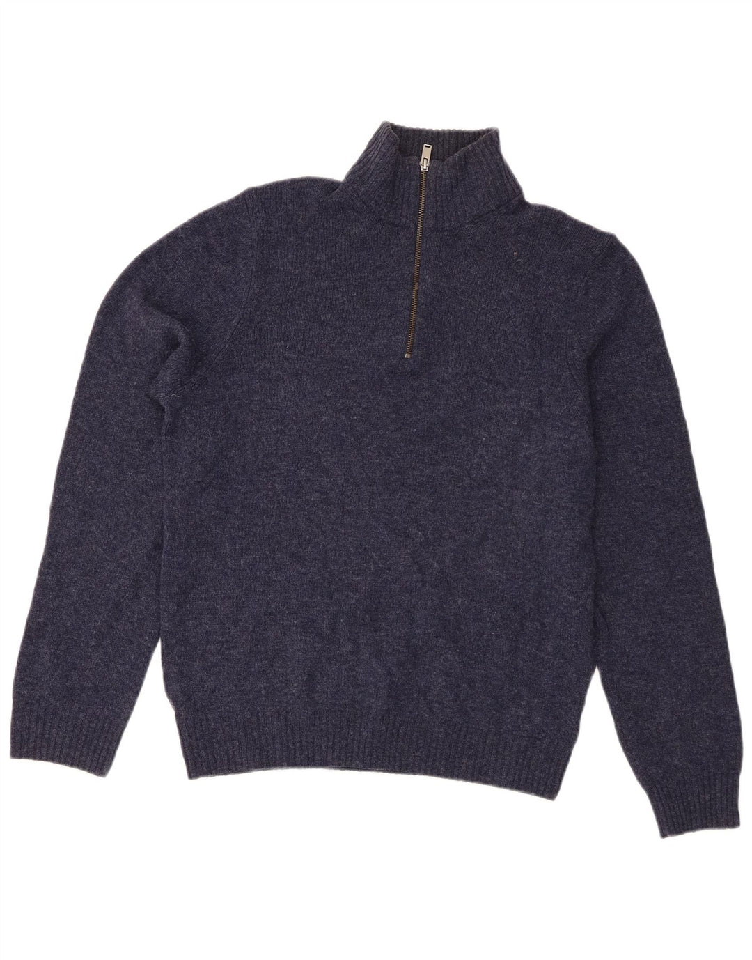 Maglione da uomo Marks & Spencer con zip e collo in lana d'agnello medio blu navy
