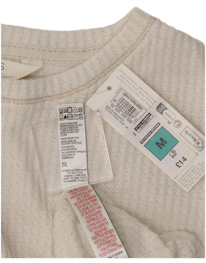 Top camicetta da donna Marks & Spencer UK 14 Viscosa bianca media