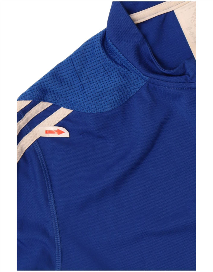 T-shirt Adidas da uomo con zip e collo in poliestere blu medio