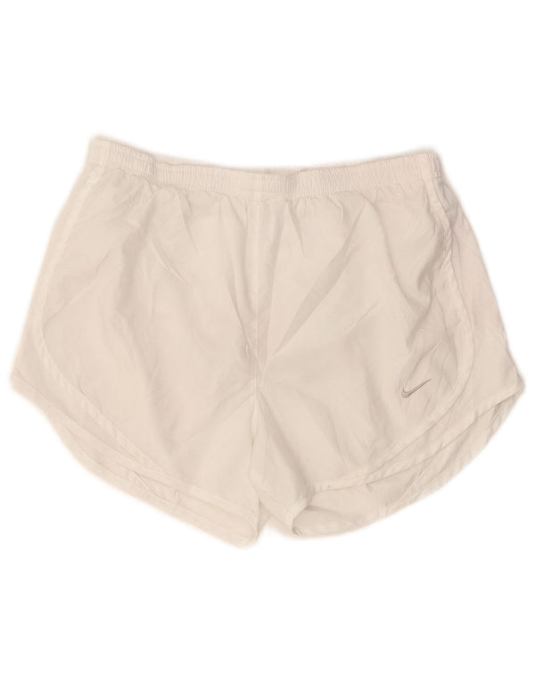 Pantaloncini sportivi NIKE Dri Fit da donna UK 14 poliestere bianco medio
