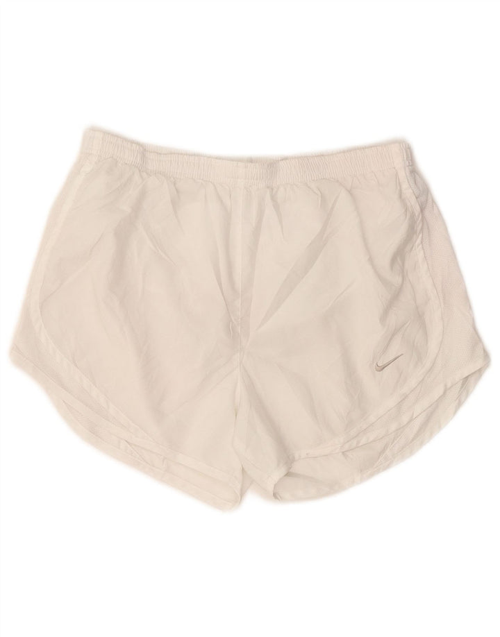 Pantaloncini sportivi NIKE Dri Fit da donna UK 14 poliestere bianco medio