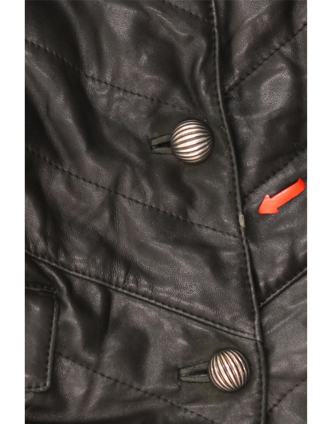 Cappotto in pelle vintage da donna UK 14 in pelle nera media