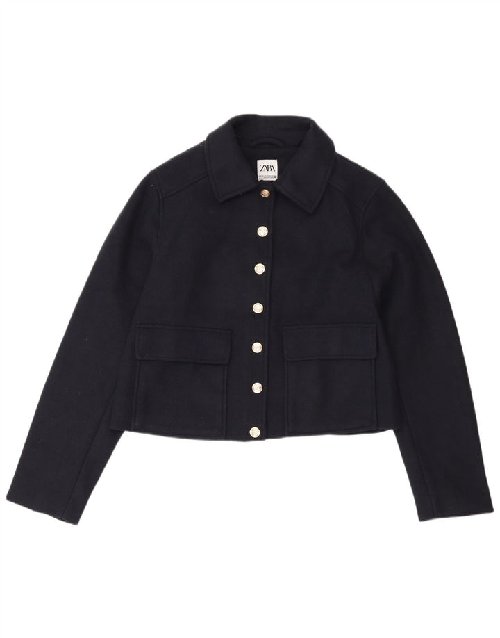 Giubbotto bomber corto da donna Zara UK 6 XS poliestere blu navy