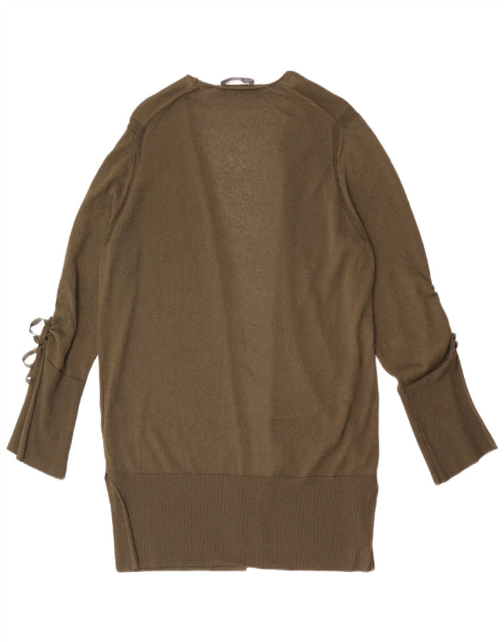 Maglione cardigan aperto lungo da donna Marks & Spencer UK 16 grande kaki