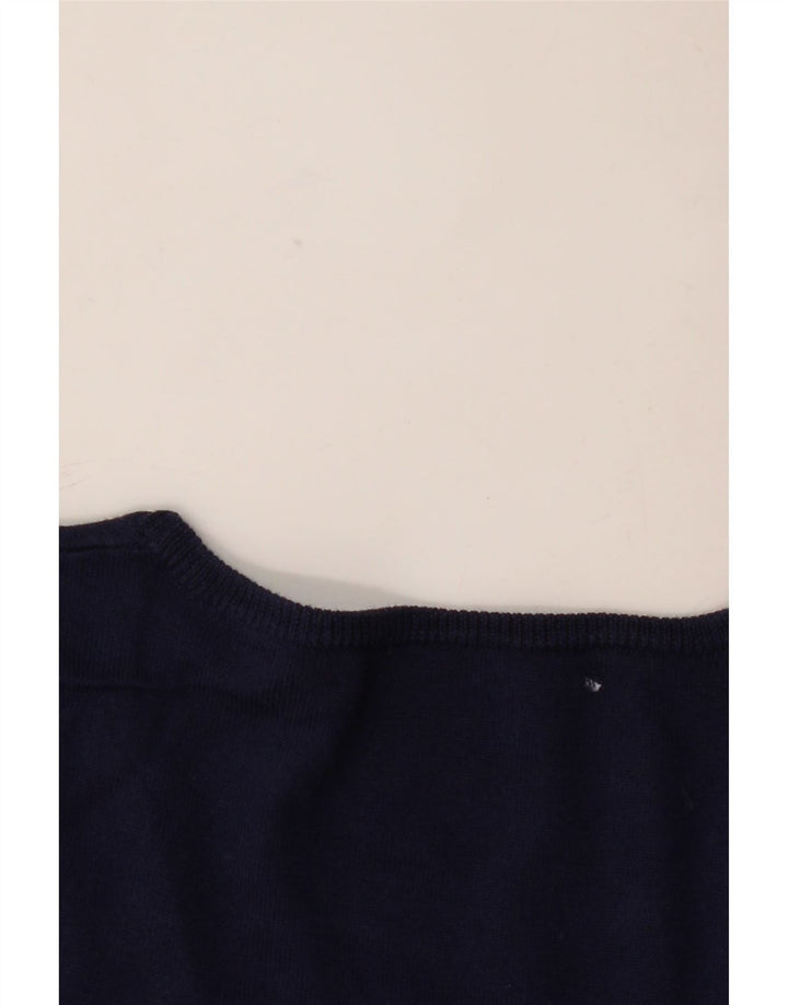 Maglione maglione con scollo a V da donna Ralph Lauren UK 12 Cotone medio blu navy
