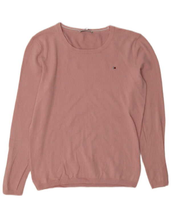 Maglione maglione con scollo a barca da donna Tommy Hilfiger UK 14 cotone rosa medio