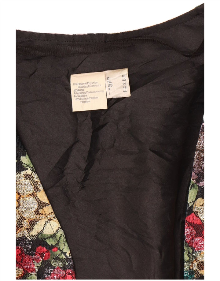 Giacca bolero da donna con maniche a 3/4 VINTAGE UK 14 floreale multicolore medio