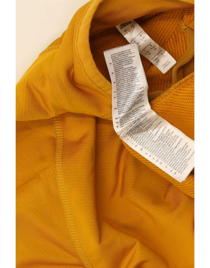 Adidas Maglia a manica lunga da donna UK 8/10 Small Giallo Poliestere