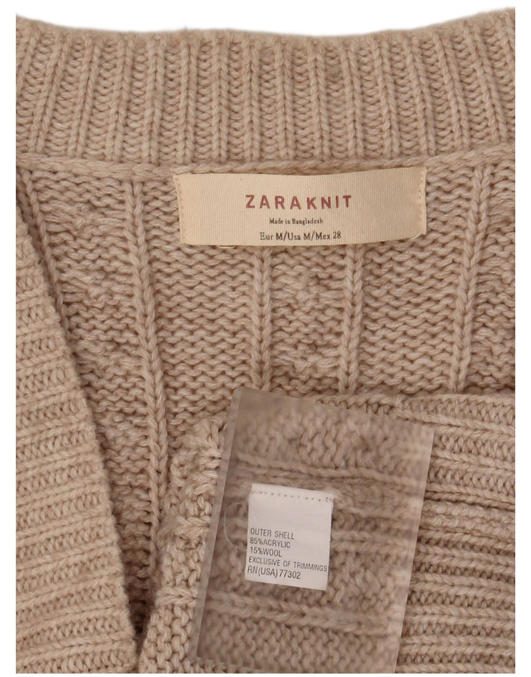 Maglione cardigan da donna Zara UK 14 Acrilico beige medio