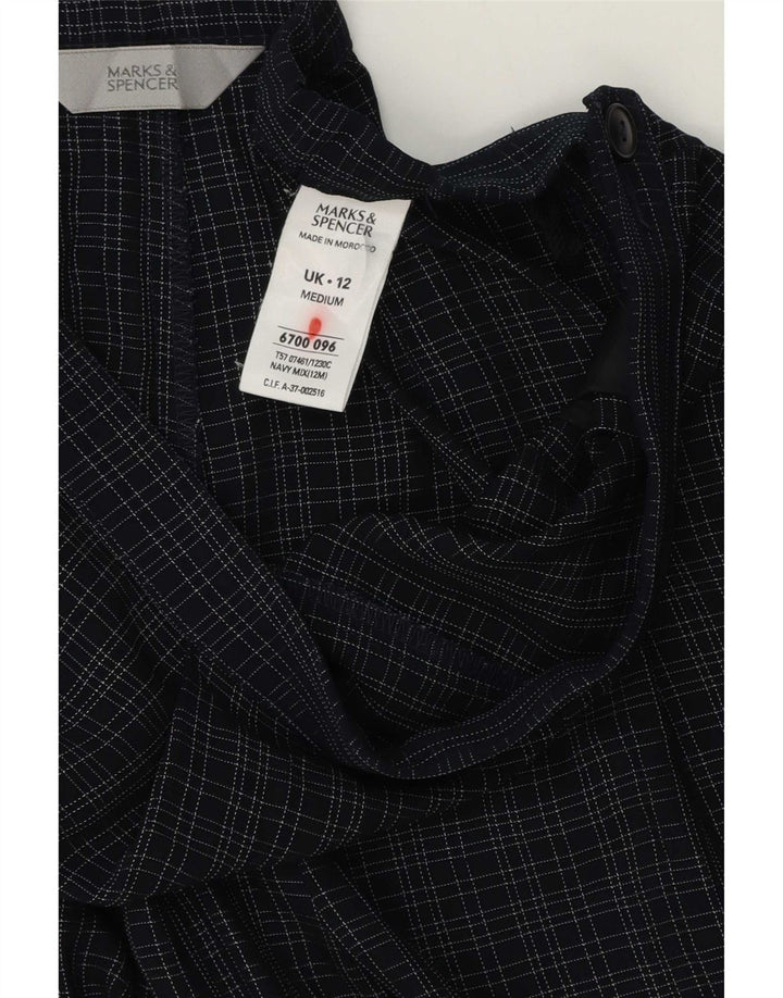 Pantaloni casual da donna Marks & Spencer UK 12 medi W30 L29 blu navy a quadri