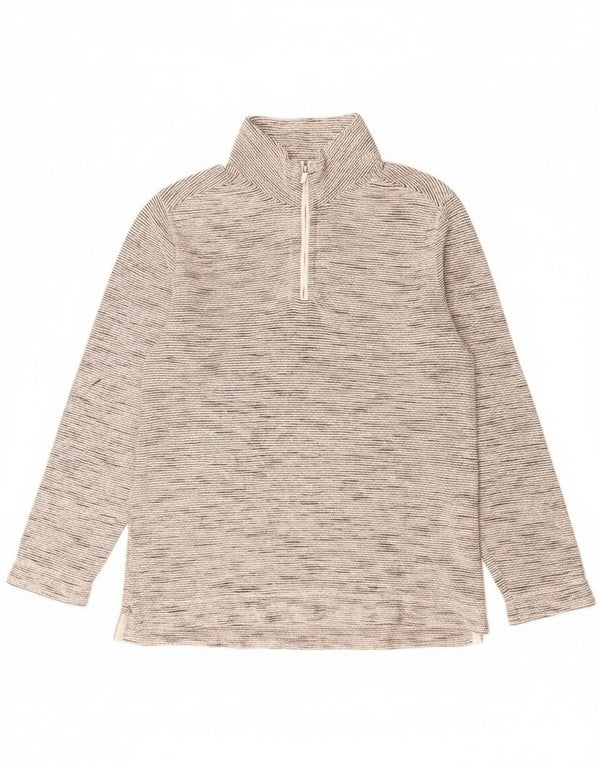 Fat Face Uomo Maglione con zip sul collo Maglione grande in cotone gessato bianco sporco