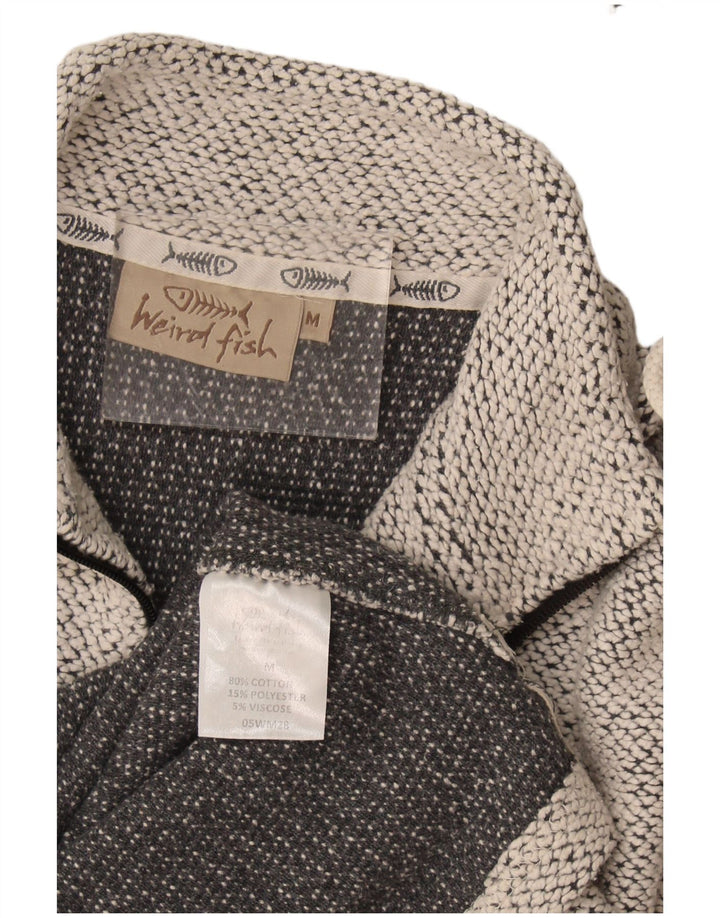 Felpa da uomo con collo con zip Weird Fish, maglione in cotone chiazzato grigio medio