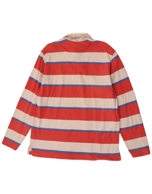 Polo da rugby da uomo a maniche lunghe Murphy & Nye XL in cotone a righe rosse