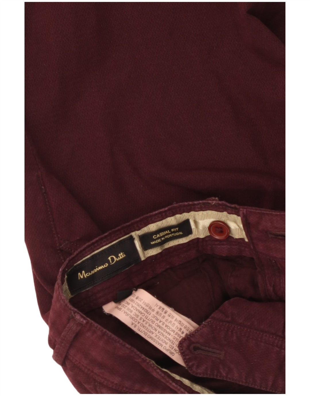 MASSIMO DUTTI Pantaloni chino slim da uomo EU 40 Medio W31 L33 Bordeaux