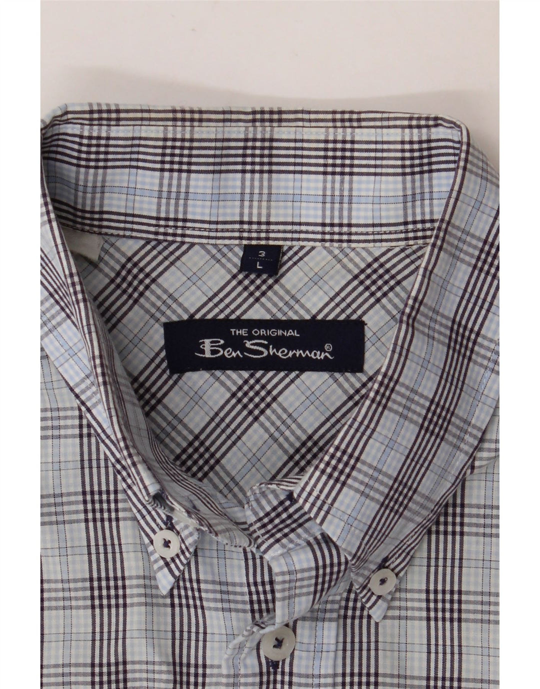BEN SHERMAN Camicia a maniche corte da uomo a quadri blu grandi