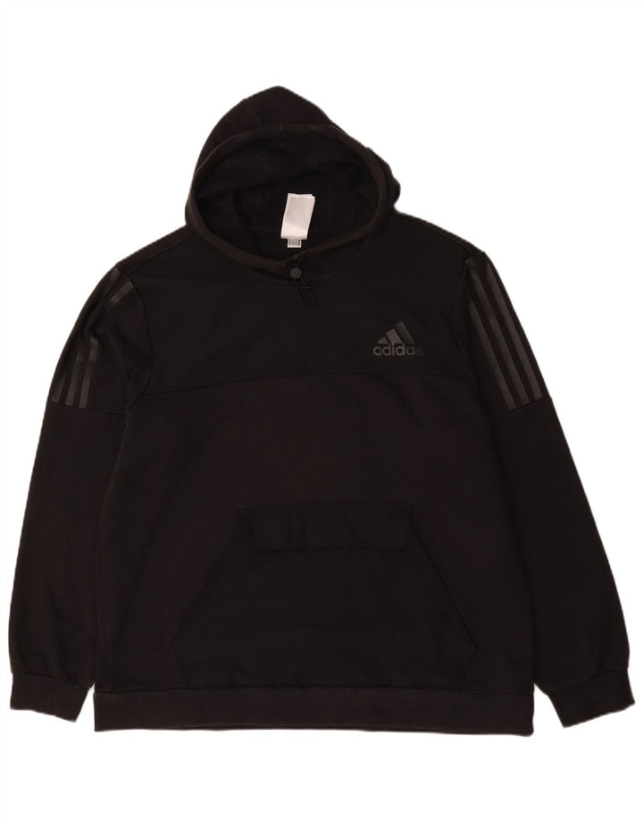 Felpa con cappuccio da uomo Adidas Large in cotone nero