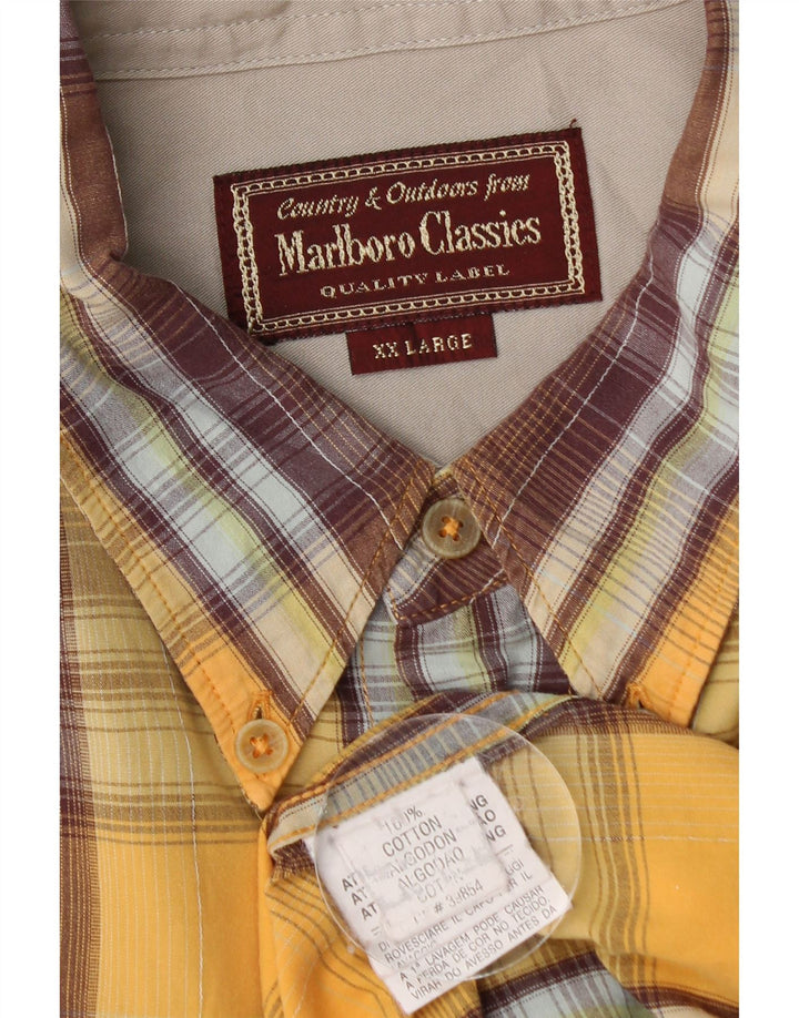 Camicia da uomo Marlboro Classics 2XL cotone a quadri gialli