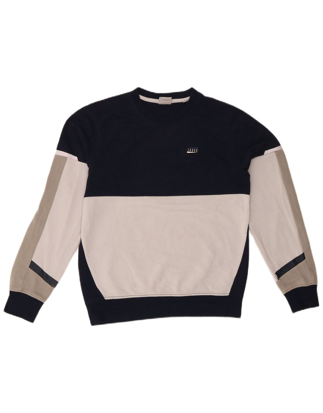 JACK & JONES Felpa da uomo Maglione piccolo blu navy in cotone color block