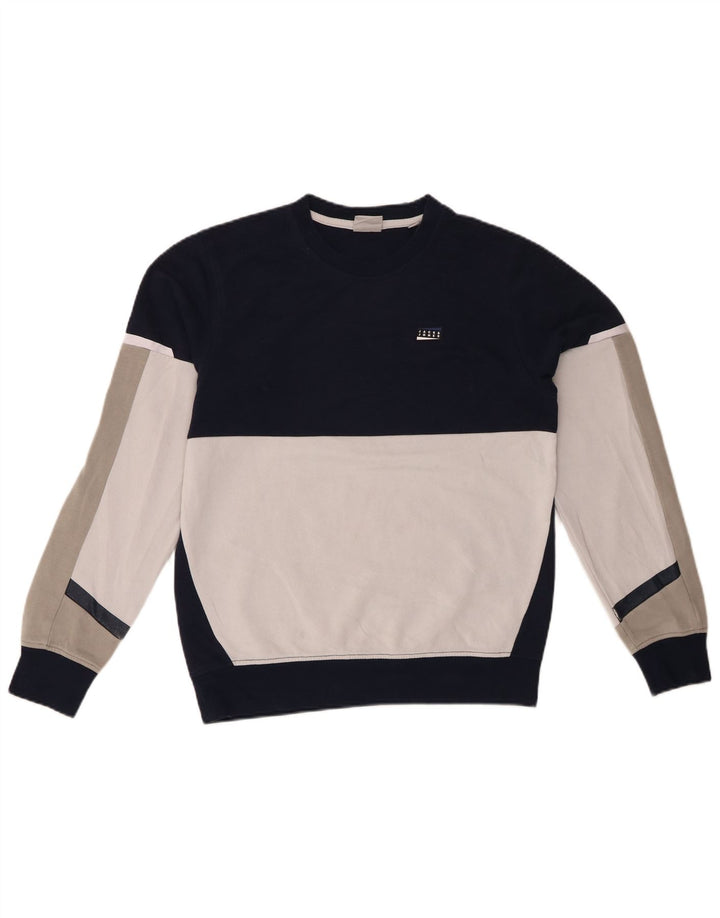 JACK & JONES Felpa da uomo Maglione piccolo blu navy in cotone color block