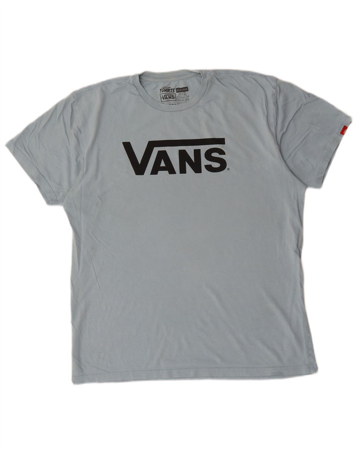 T-shirt grafica da uomo Vans grande in cotone blu