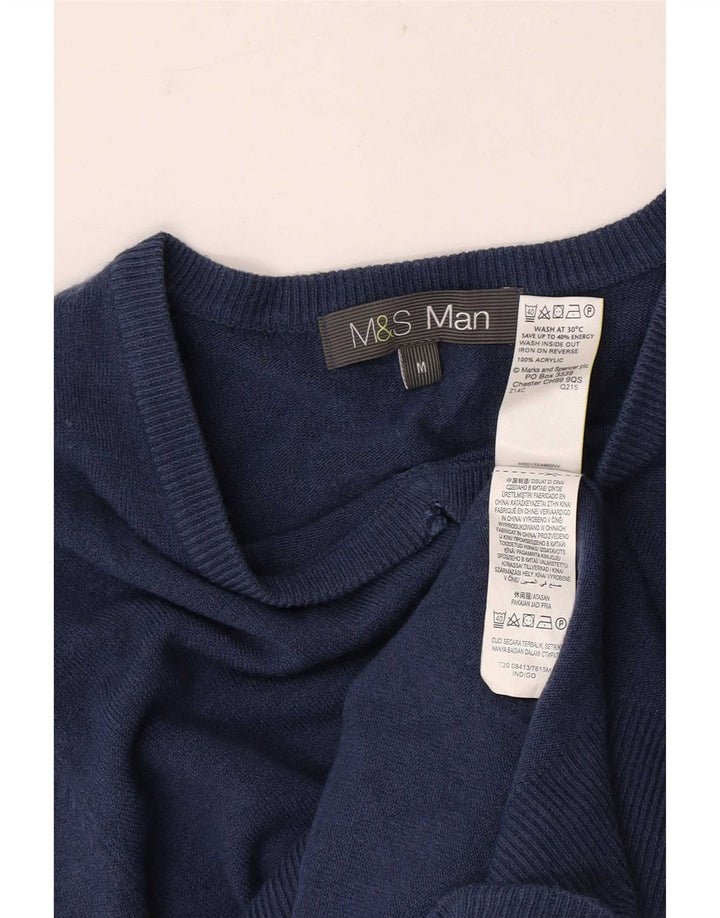 Maglione da uomo con scollo a V Marks & Spencer medio blu navy in acrilico