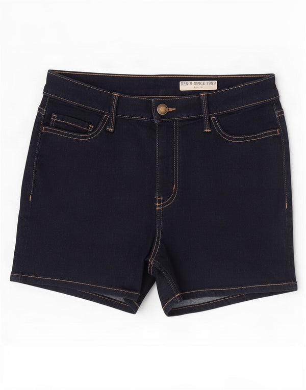 Marks & Spencer Womens Denim Shorts UK 10 Small W28 Navy Blue Cotton