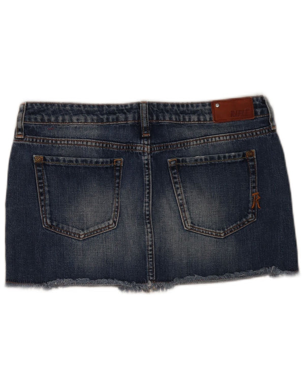 Mini gonna di jeans da donna Rifle W27 piccola in cotone blu